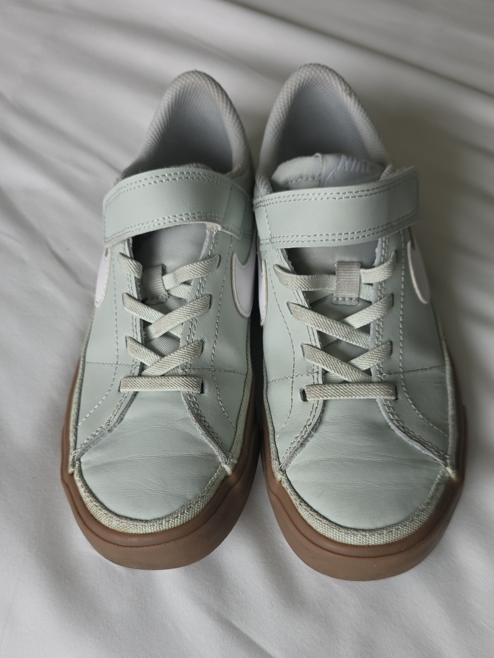 Nike Kids Mint Green Sneakers with Brown Sole